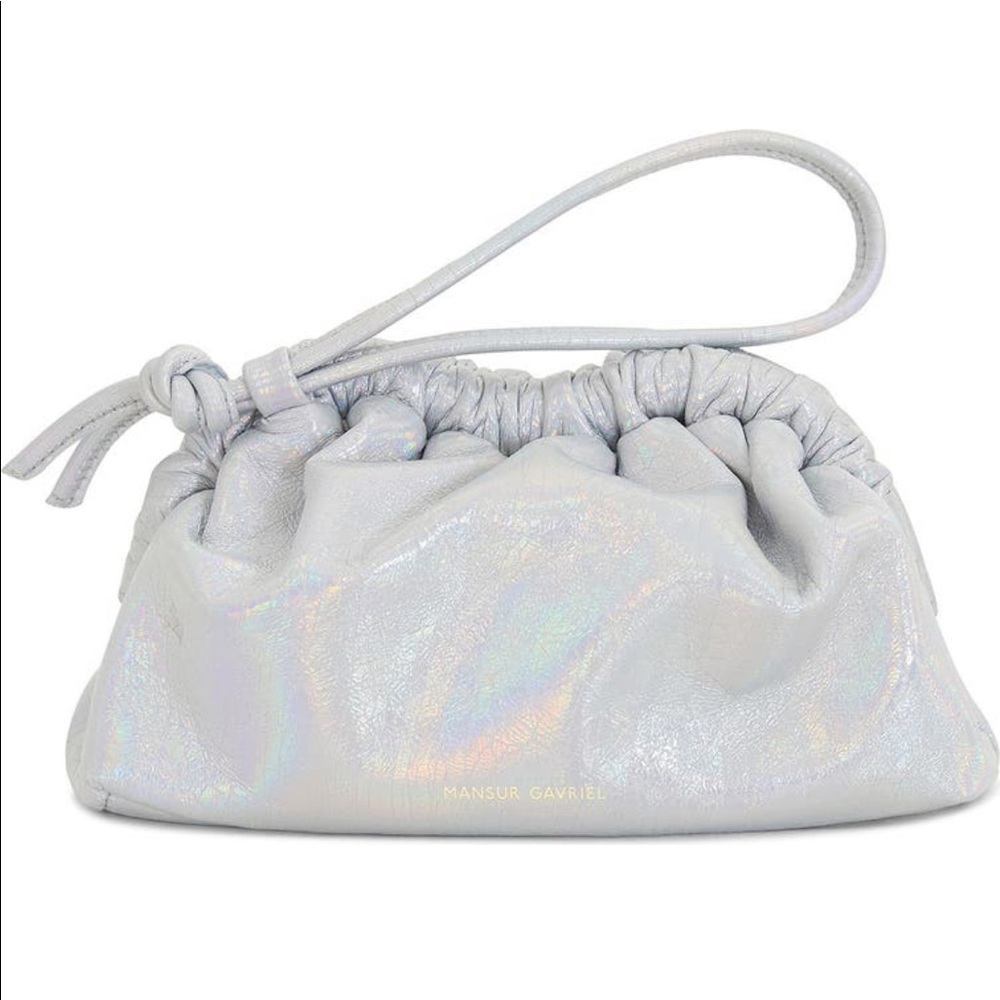 Mansur Gavriel Iridescent White Cloud Pouch Wristlet